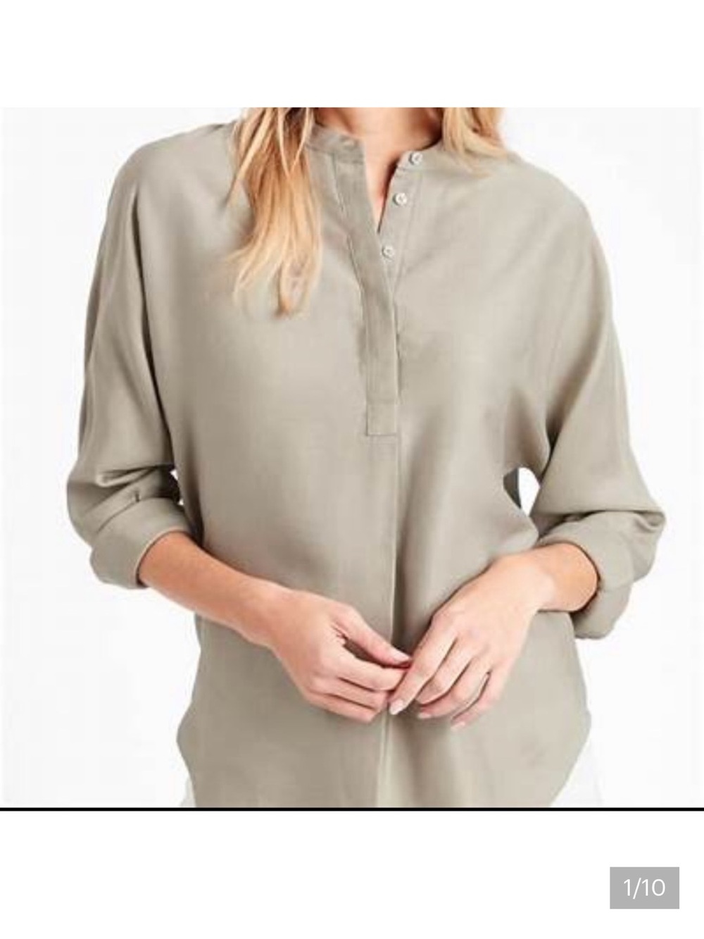 Banana Republic Womens Tencel Drapey Tunic Blouse Shirt Size XS Petite